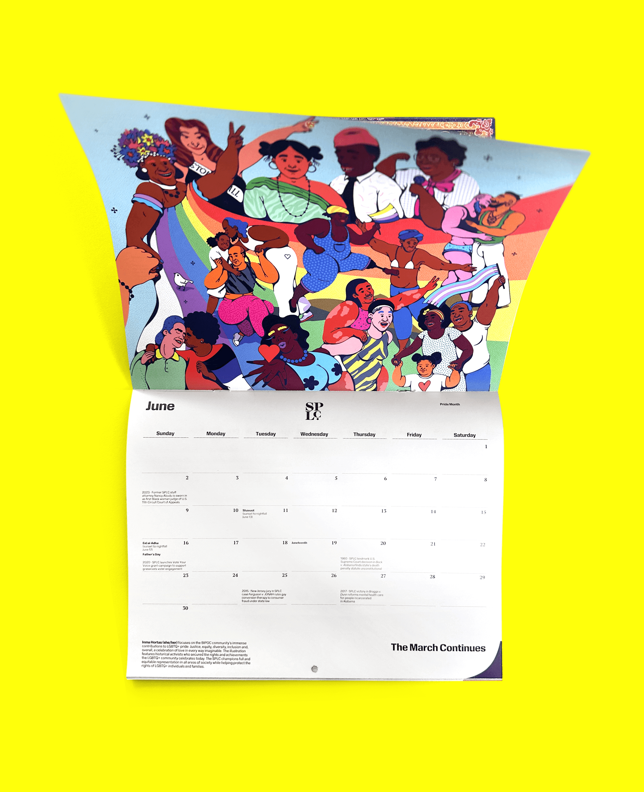 Southern Poverty Law Center splc june calendar 2024 by Inma Hortas Inlohographics Pride lgbt+ loveislove