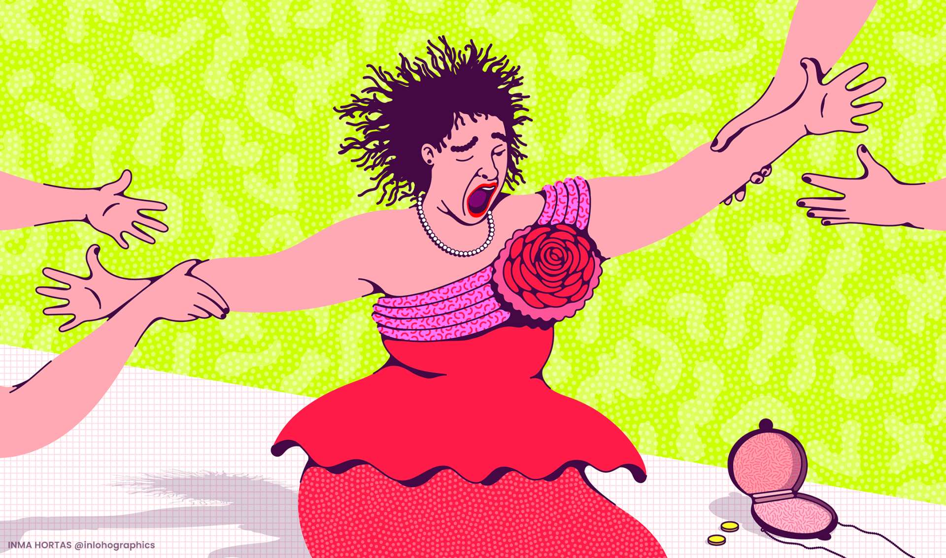 Secret confessions of bridesmaids: ‘The dress alone cost me two months’ rent’. Editorial illustration for The Guardian at Lifestyle Section by Inma Hortas.