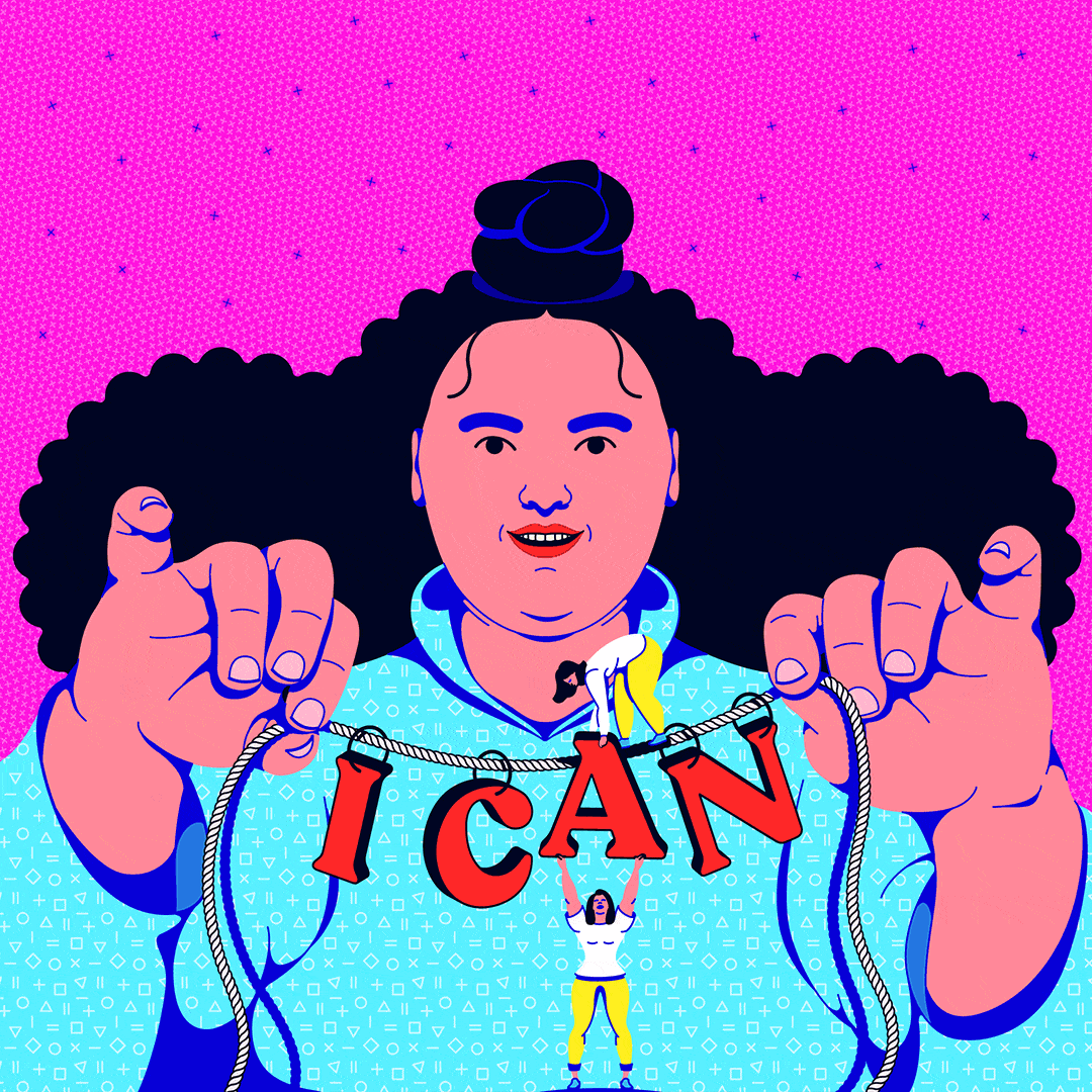 I can illustration by Inma Hortas @inlohographics. I can - Facing anxiety is a personal project about bad practices in the creative industry. Let's talk about mental health.