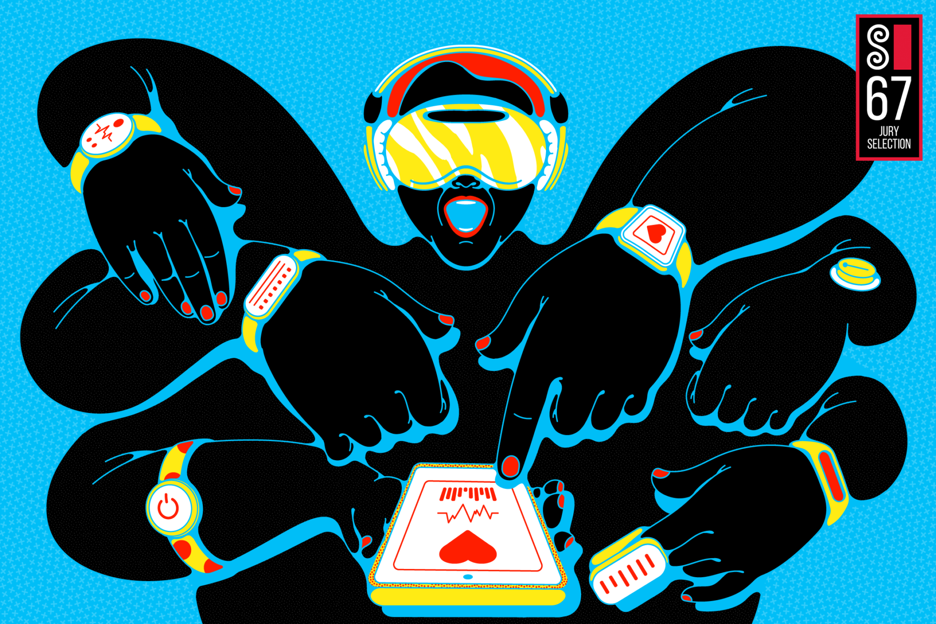 Editorial illustration for the article "Addicted to monitoring gadgets" at El Mundo by Inma Hortas @inlohographics.